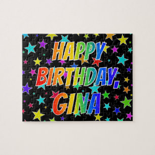 "GINA" Vorname, Spaß "GLÜCKLICHER BIRTHTAG" Puzzle