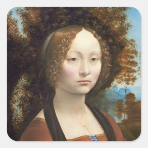 Ginevra de’ Benci, c. 1474-78 Quadratischer Aufkleber