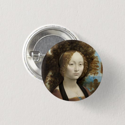 Ginevra de' Benci Leonardo da Vinci Button (Vorne & Hinten)