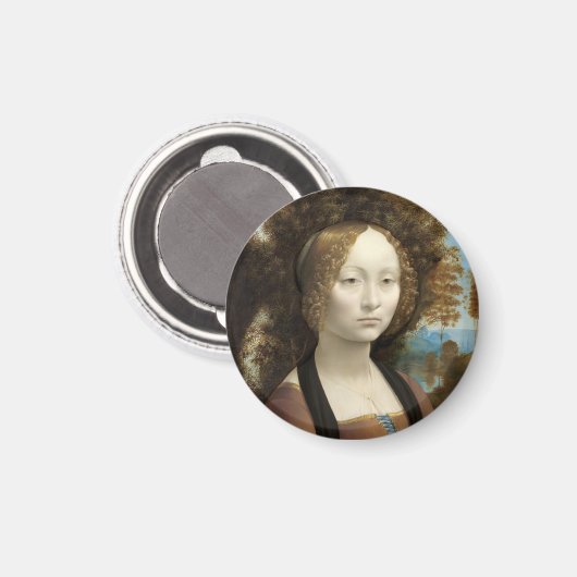 Ginevra de' Benci Leonardo da Vinci Magnet (Vorderseite/Rückseite)