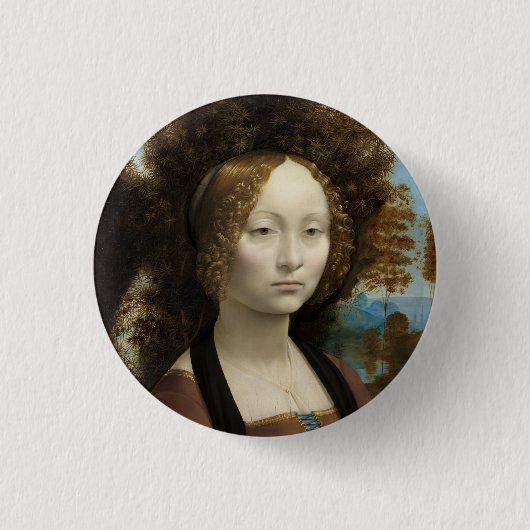 Ginevra de' Benci von Leonardo Da Vinci Button (Vorderseite)