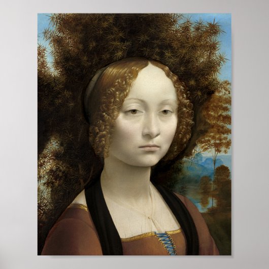 Ginevra de' Benci von Leonardo Da Vinci Poster (Vorne)