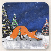 Ging Fox an einer Winternacht. Getränkeuntersetzer (Vorderseite)