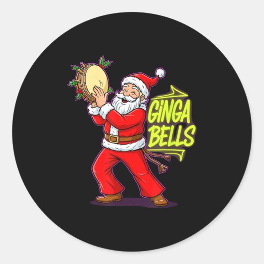 Ginga Bells Santa Brazilian Party Holiday Christma Runder Aufkleber (Vorderseite)