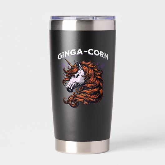 Ginga-Corn Lustiges Ginger-Einhorn-Design Thermobecher (Vorderseite)