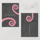 Gingam & Charcoal Graue Elegant Vintag Visitenkarte (Vorne/Hinten)