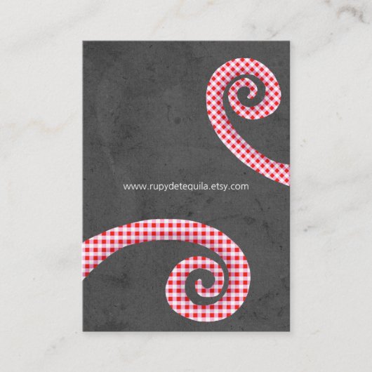 Gingam & Charcoal Graue Elegant Vintag Visitenkarte (Vorderseite)