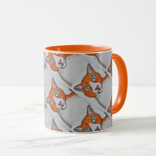 Ginger and White cat mug Tasse (VorderseiteRechts)