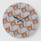 Ginger and white Cat Wall Clock Große Wanduhr (Vorderseite)
