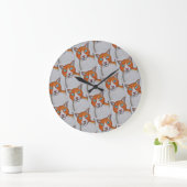 Ginger and white Cat Wall Clock Große Wanduhr (Zuhause)