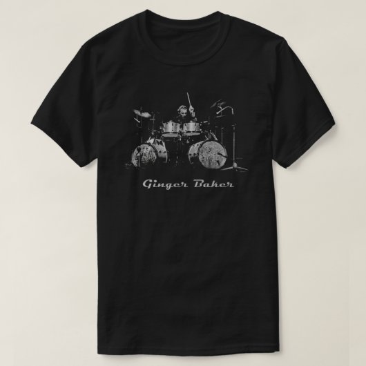 Ginger Baker Geschenk für Schlagzeuger, Rock'n'Rol T-Shirt (Design vorne)