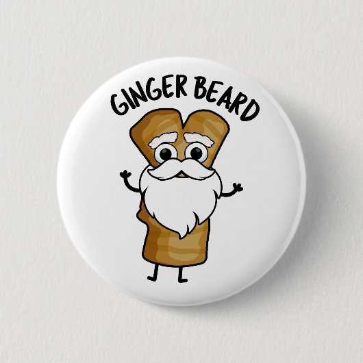 Ginger Beard Funny Gingerbread Food Puff Button (Vorderseite)
