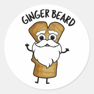 Ginger Beard Funny Gingerbread Food Puff Runder Aufkleber