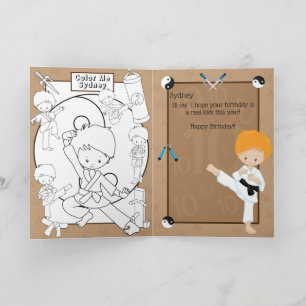 Ginger Boys Karate Coloring Page Happy Birthday Karte
