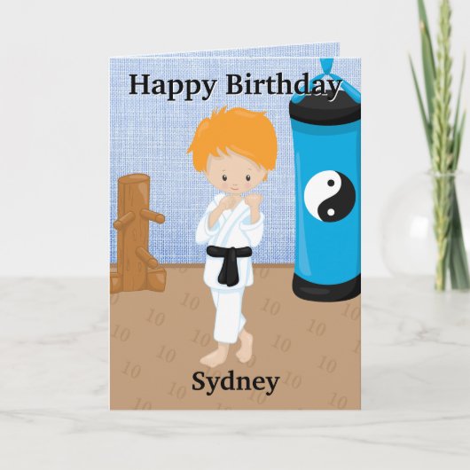 Ginger Boys Karate Secret Message Happy Birthday Karte (Vorderseite)