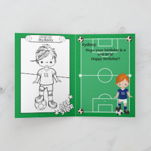 Ginger Boys Soccer Coloring Page Happy Birthday Karte