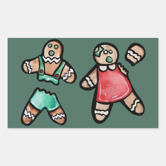 Ginger Bread Couple Snap Gingerbread Mann Cookies Rechteckiger Aufkleber (Vorderseite)