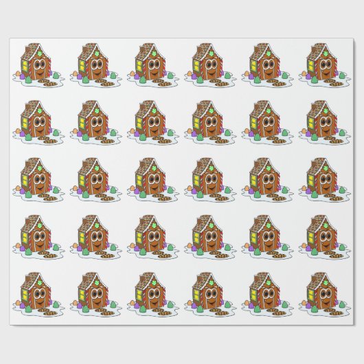 Ginger Bread House Cartoon Geschenkpapier (Flach)