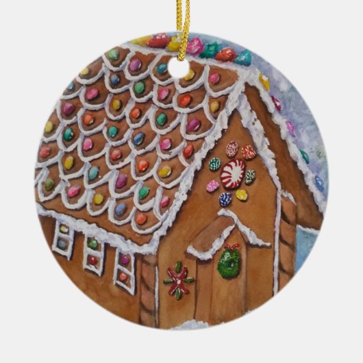 Ginger Bread House Keramik Ornament (Vorne)