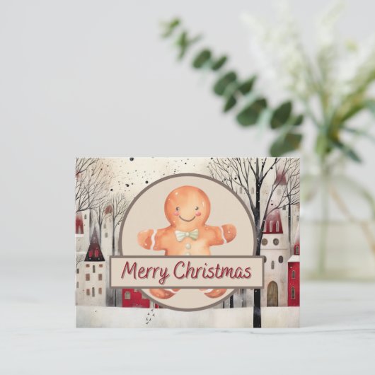 Ginger Bread Man Feiertagspostkarte (Stehend Vorderseite)