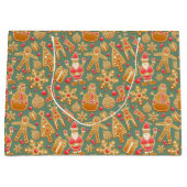 Ginger Bread Man Pattern National Gingerbrett Day Große Geschenktüte (Vorderseite)