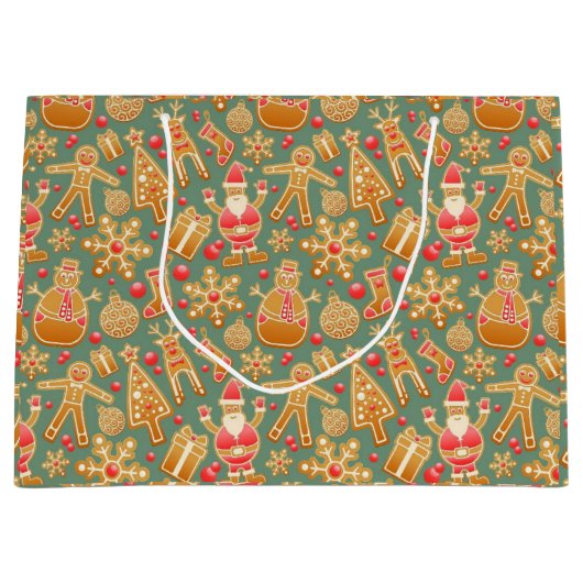 Ginger Bread Man Pattern National Gingerbrett Day Große Geschenktüte (Vorderseite)