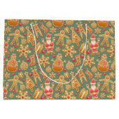 Ginger Bread Man Pattern National Gingerbrett Day Große Geschenktüte (Rückseite)