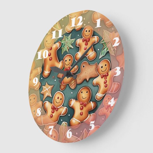 Ginger breadman Christmas Pattern Große Wanduhr (Winkel)