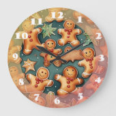 Ginger breadman Christmas Pattern Große Wanduhr (Vorderseite)