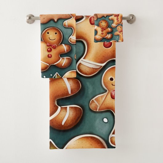 Ginger breman niedliches Weihnachtsdesign Badhandtuch Set (Insitu)