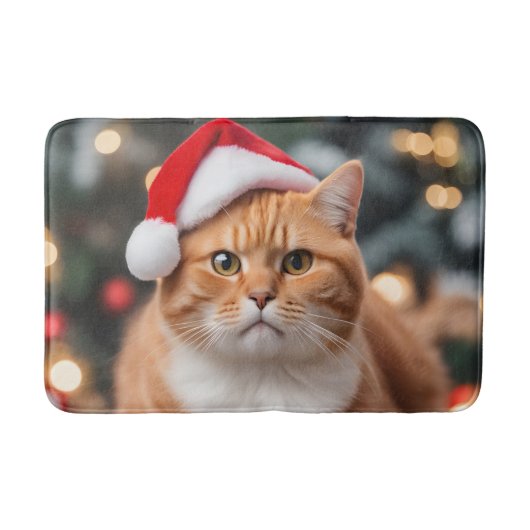 Ginger British Shorthair Christmas Badematte (Vorderseite)