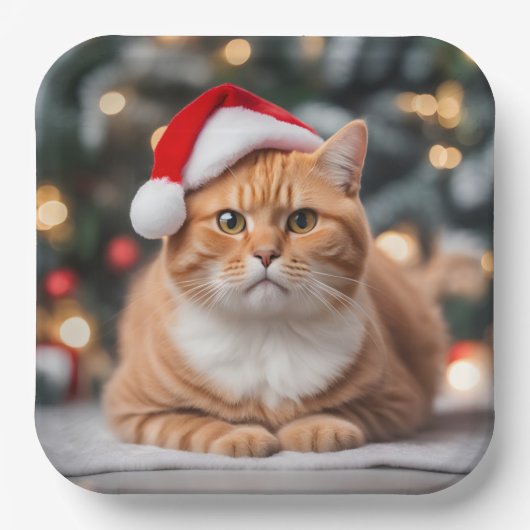 Ginger British Shorthair Christmas Pappteller (Vorderseite)