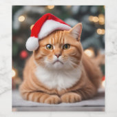Ginger British Shorthair Christmas Weinetikett (Einzelnes Label)