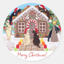 Ginger Broad House Labradors Painting Runder Aufkleber