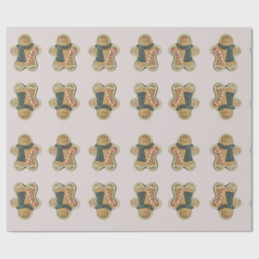 Ginger Brot Man Green Brown Red | Geschenkpapier (Flach)