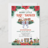 Ginger Brot Poinsettia Merry Little Baby Dusche Einladung (Vorderseite)