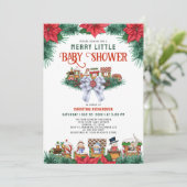Ginger Brot Poinsettia Merry Little Baby Dusche Einladung (Stehend Vorderseite)