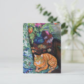 Ginger Cat and Bouquet of Blume von Valadon Postkarte (Stehend Vorderseite)