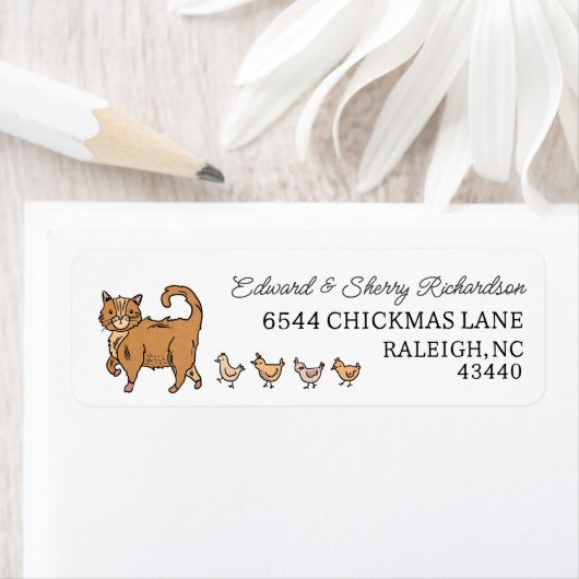 Ginger Cat and Chicks Rücksendeadresse (Insitu)