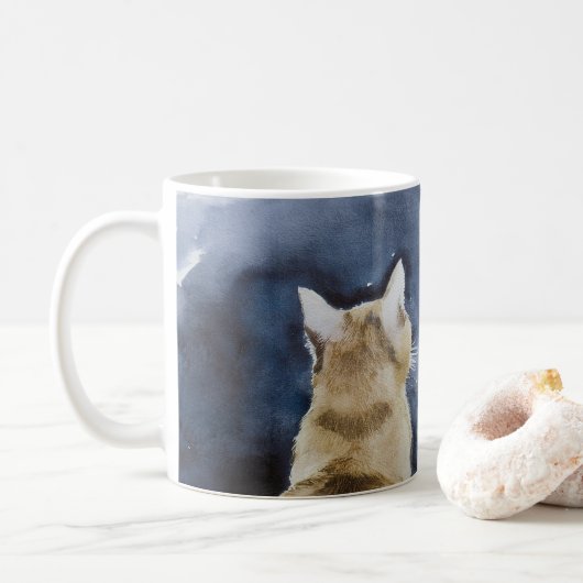 Ginger Cat and Full Moon Classic Tasse (Mit Donut)