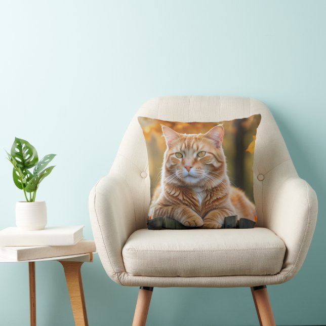 Ginger Cat auf Rustikaler Zaun Kissen (Stuhl )
