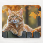 Ginger Cat auf Rustikaler Zaun Mousepad (Vorne)
