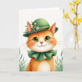Ginger Cat Bowler Hat Portrait Card Karte (Gelbe Blume)