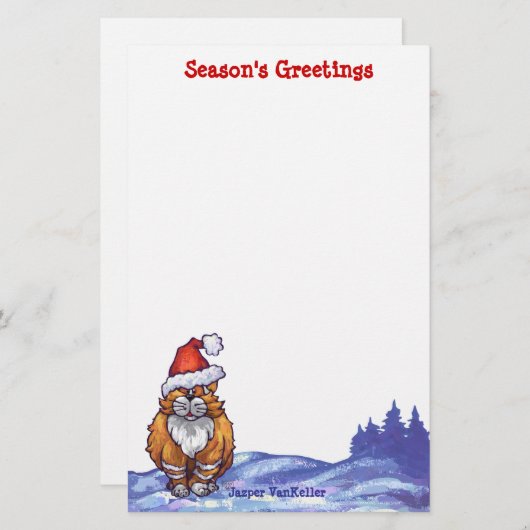Ginger Cat Christmas Briefpapier (Vorne/Hinten)