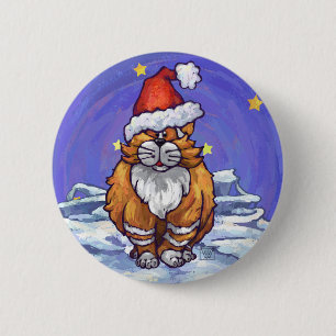 Ginger Cat Christmas Button