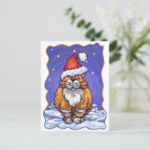 Ginger Cat Christmas Feiertagspostkarte (Stehend Vorderseite)