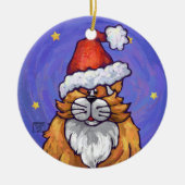 Ginger Cat Christmas Keramik Ornament (Vorne)