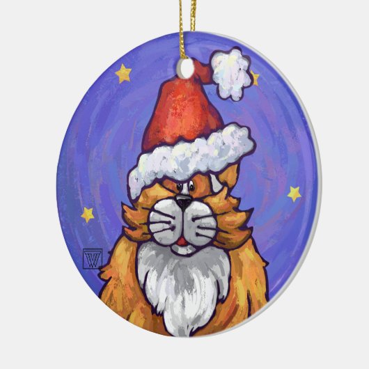 Ginger Cat Christmas Keramik Ornament (Links)