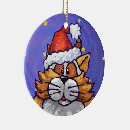 Ginger Cat Christmas Keramik Ornament (Rechts)
