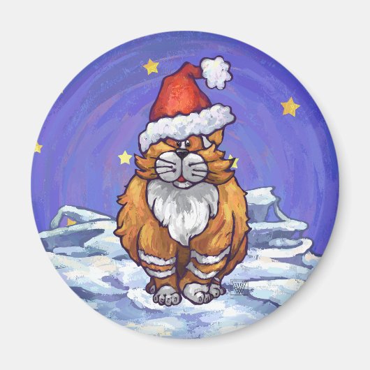 Ginger Cat Christmas Magnet (Vorne)